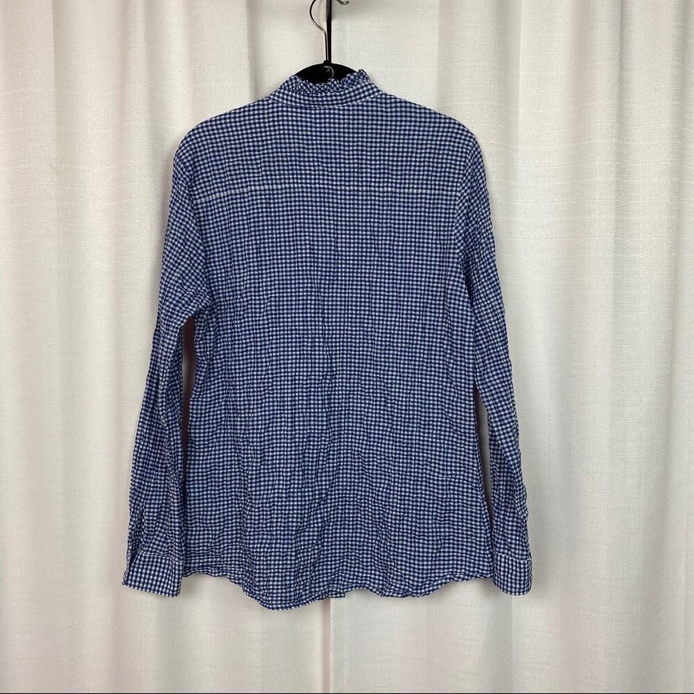J.McLaughlin Blue Gingham Quilted Long Sleeve Button Up Blouse Sz.M - Picture 6 of 9